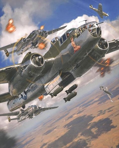 B 25 Mitchell, Luftwaffe Planes, Wwii Fighter Planes, Wwii Airplane, Wwii Fighters, Airplane Art, Ww2 Planes, Aircraft Art, Wwii Aircraft