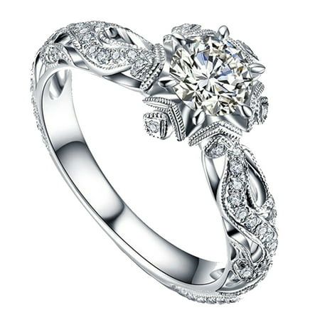 Princess Wedding Rings, Flower Wedding Ring, Shiny Rings, Silver Wedding Jewelry, Flower Engagement Ring, Womens Rings Fashion, Diamond Fashion Rings, Wedding Accessories Jewelry, Jewelry Wedding Rings