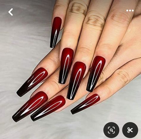 Ombre Nails Ballerina, Red Black Nails, Black To Red Ombre, Black Ombre Nails, Red Ombre Nails, Nails Ballerina, Goth Nails, Coffin Press On Nails, Orange Wood