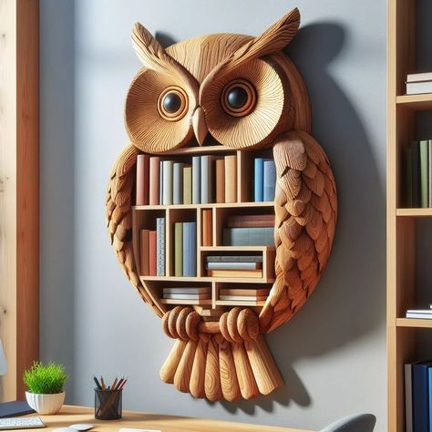 Meet the Owl-Shaped Wall-Mounted Bookshelf Revolution! Mounted Bookshelf, Owl Door, Awesome Owls, Wall Mounted Bookshelves, Shelving Solutions, Mom Party, Owl City, Master Room, Owl Pictures