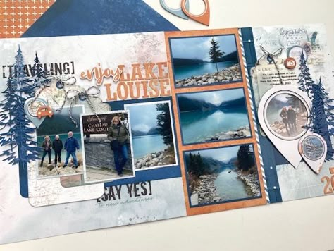 Nature Scrapbook Layouts, Outdoors Scrapbook Layouts, Outdoor Layout, Multi Photo Layouts, Winter Scrapbook Layouts, Scrapbooking Layouts Travel, Cruise Scrapbook, Scrapbook Design Layout, Travel Scrapbook Pages