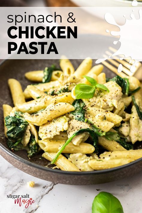 Chicken And Spinach Pasta, Creamy Chicken Spinach Pasta, Spicy Chicken Pasta, Pesto Pasta Bake, Chicken Penne Pasta, Chicken Spinach Pasta, Sundried Tomato Pasta, Creamy Pesto Sauce, Chicken Penne