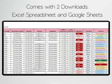 Lead Tracker Template Google Sheets Excel Spreadsheet Excel Spreadsheets Design, Invoice Format In Excel, Aesthetic Planners, Client Tracker, Spreadsheet Design, Sales Pipeline, Transaction Coordinator, Invoice Format, Excel Spreadsheets Templates