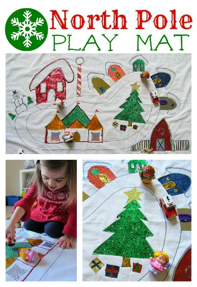 DIY North Pole Play Mat #DIY #PlayMat #NorthPole #Christmas #ToddlerActivities Diy North Pole, Felt Play Mat, Holiday Activities For Kids, Christmas Activities For Kids, Ultimate Christmas, Preschool Christmas, Noel Christmas, Holiday Activities, Christmas Crafts For Kids