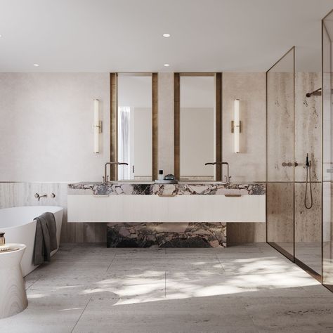 Ode, Double Bay by Luigi Rosselli Architects and Alwill Interiors - Project Feature - The Local Project - The Local Project Hotel Style Bathroom, Luigi Rosselli, American Interior, Unique Flooring, The Local Project, Classical Style, Bathroom Inspiration Decor, Modern Vanity, Contemporary Luxury