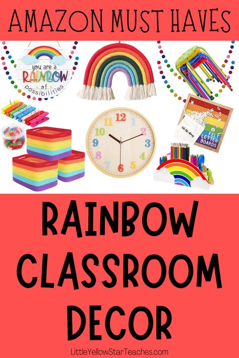 Cross the bridge to a world of creativity and learning with our handpicked Amazon collection of bright rainbow classroom decor. Inspire young minds with the enhancing beauty of rainbows adorning your classroom. From bright-themed wall art to vibrant stationery, build a colorful and engaging environment that bridges the gap between imagination and knowledge.📚 Rainbow Classroom Decor Ideas, Rainbow Preschool Theme Classroom Decor, Rainbow Classroom Ideas, Rainbow Kindergarten Classroom, Primary Color Classroom, Rainbow Boho Classroom, Rainbow Office Decor, Rainbow Classroom Theme Decor, Amazon Teacher Must Haves