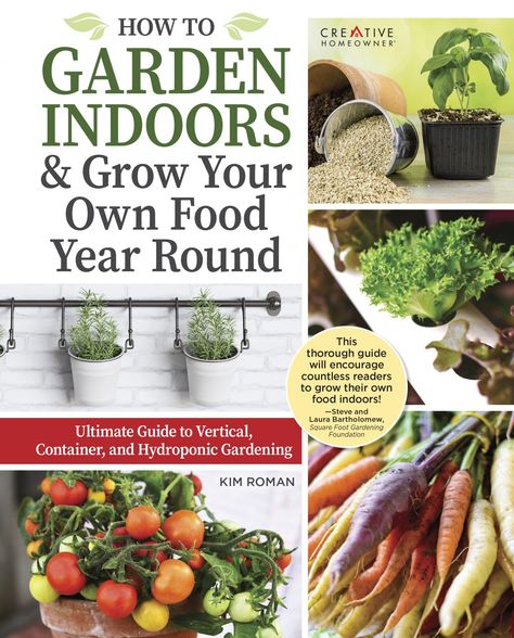 How to Garden Indoors & Grow Your Own Food Year Round is your ultimate guide to growing fresh produce all year-round, no matter where you live or how much space you have. This must-have resource is a one-stop shop on everything you need to know about indoor food production and how to maximize your indoor space! Year Round Indoor Salad Gardening, How To Garden, Gardening Books, Square Foot Gardening, Food Production, Indoor Gardens, Hydroponic Gardening, Food Garden, Edible Plants