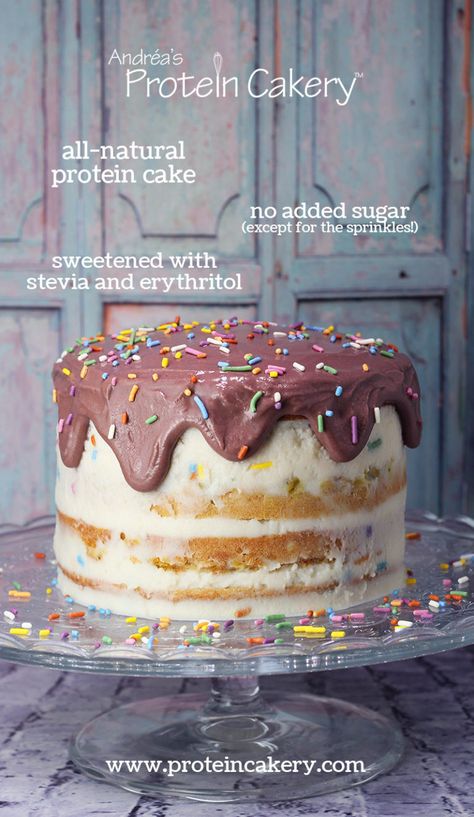 Protein Birthday Cake, Protein Cake Recipe, Gain Meals, Protein Cake Recipes, Food Details, Protein Cupcakes, Peanut Butter Protein Cookies, Natural Sprinkles, Protein Cheesecake