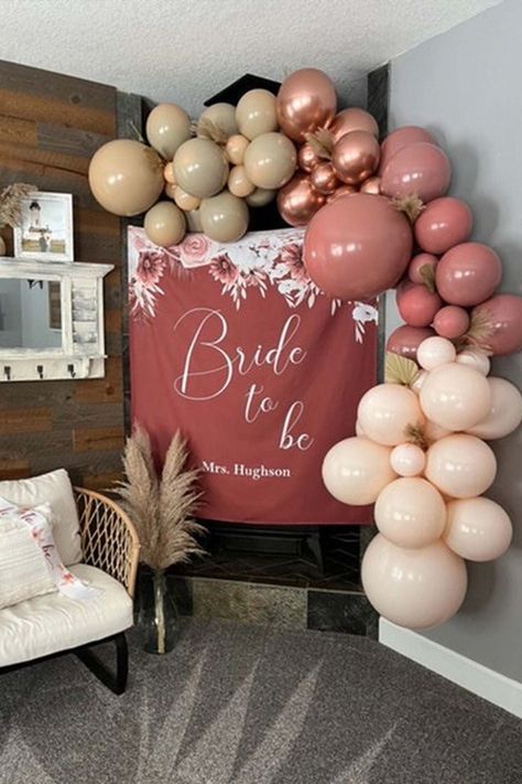 Terracotta Bridal Shower Backdrop Boho Bridal Shower Backdrop, Diy Bridal Shower Backdrop, Bride To Be Decorations, Backdrop Boho, Diy Bridal Shower, Bride To Be Banner, Bridal Backdrops, Bridal Shower Backdrop, Bridal Shower Photos