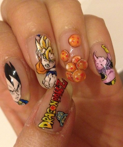 Dragon Ball Z Nails, Anime Nail Art, Anime Nail, Nail Room Ideas, Fancy Nail Art, Anime Nails, Nail Room, Nail Pictures, Popular Nail Designs