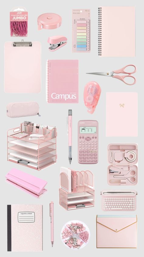 Collage School Supplies List, Pink School Supplies Aesthetic, Pink School Supplies, School Backpack Essentials, Pretty School Supplies, Study Vibes, Backpack Essentials, Products Photography, School Supplies List