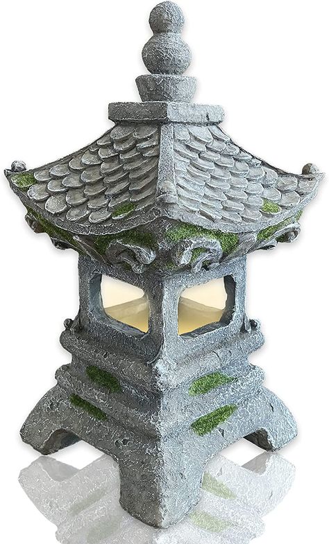 Amazon.com: AIKEAIKESI Solar Pagoda Lantern Garden Statue,Outdoor Zen Japanese Decor for Landscape Balcony,Garden,Patio,Porch Yard Art Ornament,Polyresin,Gray Stone Finish : Patio, Lawn & Garden Japanese Garden Lanterns, Pagoda Lantern, Japanese Statue, Lantern Garden, Pagoda Lanterns, Japanese Lanterns, Art Ornament, Garden Lanterns, Japanese Decor