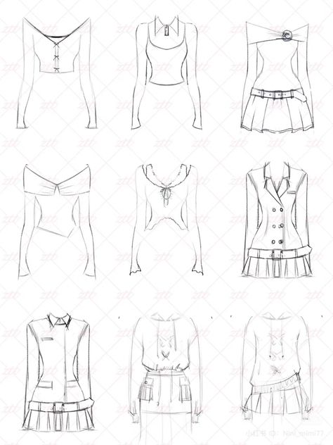 Simple Dress Design Drawing, Sketch Dress Design, Clothes Design Sketches Women, Flat Sketches Dress, Dresses To Draw, Tops Sketches, Traditional Fashion Illustration, Shirt Design Drawing, Fashion Technical Drawing