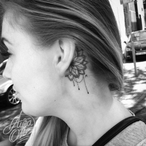 behind-the-ear-tattoo-design-37 Bird Tattoo Behind Ear, Red Bird Tattoo, Back Ear Tattoo, Behind The Ear Tattoos, Red Bird Tattoos, Tattoo Behind Ear, Behind Ear Tattoos, Ear Tattoos, Lace Tattoo