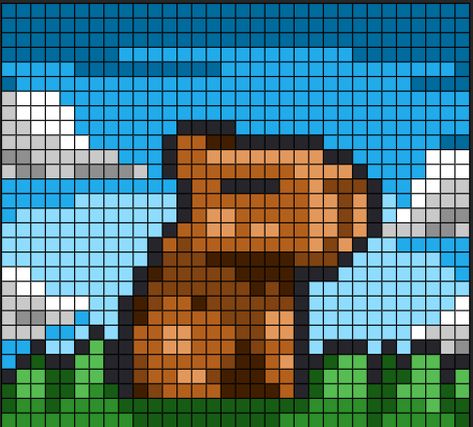 8 Bit Pixel Art Grid, Capybara Cross Stitch Pattern, Capybara Alpha Pattern, Pixel Art Pattern 32x32 Grid, 50x50 Pixel Art, Capybara Perler Beads, Alpha Pattern Square, Capybara Pixel Art, Square Pixel Art