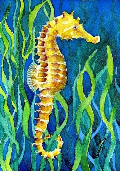 Seahorse Artwork, Seahorse Drawing, Seahorse Painting, Watercolor Study, Sea Creatures Art, Seahorse Art, Small Watercolor, Underwater Painting, Trip To Hawaii