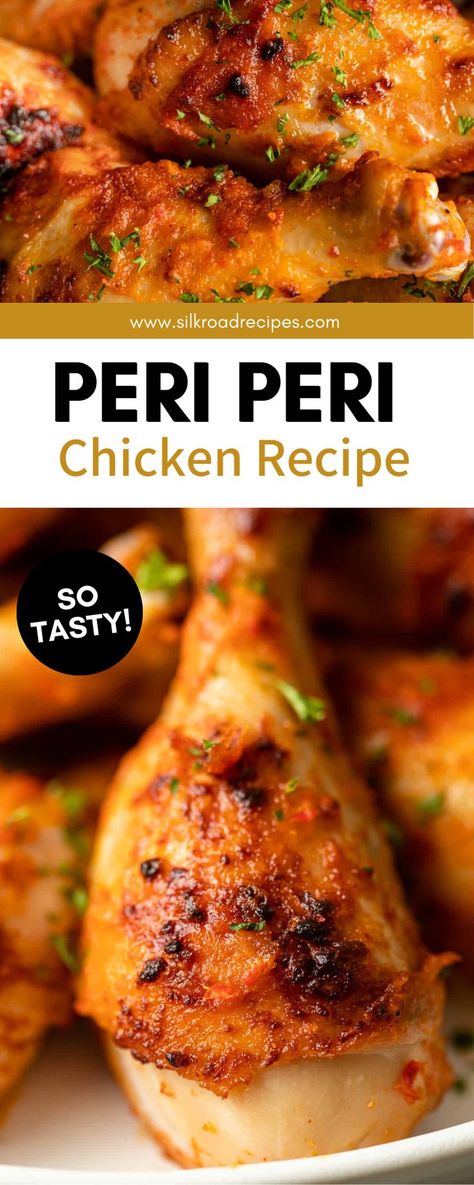 Today’s meal is called peri peri chicken. Sometimes called piri piri chicken, the dish gets its name from the spicy, sweet, and sour peri peri sauce that it is prepared and served in. It’s made with piri piri chilis (also known as African Birds Eye chilis), which lend a deliciously spicy flavor to the final results. Can't find peri peri chilis? A great substitute are Birds Eye Chilis. You’re definitely going to want a piece of bread on the side so that you can soak up any extra juices. Piti Piri Chicken, Per Peri Chicken, Pero Peri Chicken, Chicken Piri Piri Recipes, Portuguese Piri Piri Chicken, Perri Perri Chicken, Perry Perry Chicken, Nandos Peri Peri Chicken Recipe, Peri Peri Chicken And Rice