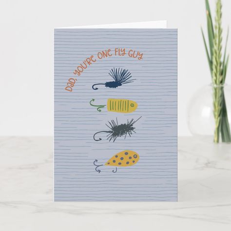 Hand Drawn Fathers Day Cards, Fish Fathers Day Cards, Fishing Greeting Cards, Father’s Day Card Calligraphy, Father’s Day Fishing Card Ideas, Father's Day Greetings, Father's Day Greeting Cards, Fly Guy, Fishing Cards