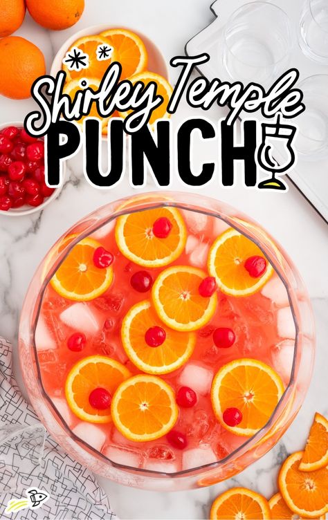 Shirley Temple Punch, Shirley Temple Recipe, Shirley Temple Drink, Grenadine Syrup, Sherbet Punch, Punch Drinks, Lemon Lime Soda, Party Punch, Christmas Brunch