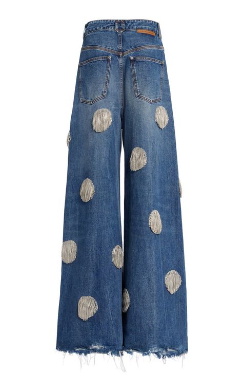 Crystal Fringe, Fringe Jeans, The Medium, Diy Clothing, Oversized Style, Moda Operandi, Denim Fashion, Wide Leg Jeans, Diy Clothes