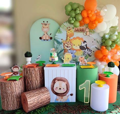 Festa Safari Baby, Deco Jungle, Teddy Bear Clipart, First Birthday Party Themes, Baby Shawer, Baby Mickey, Jungle Party, Safari Party, Safari Theme