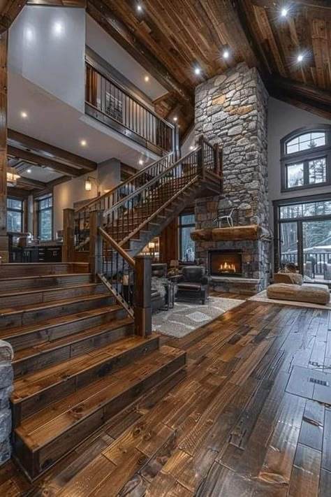 Bloxburg Inspiration, Male Bedroom, Male Bedroom Ideas, Montana Cabin, Log Houses, Rustic Cabins, Beautiful Stairs, Barn House Design, Barn Style House Plans