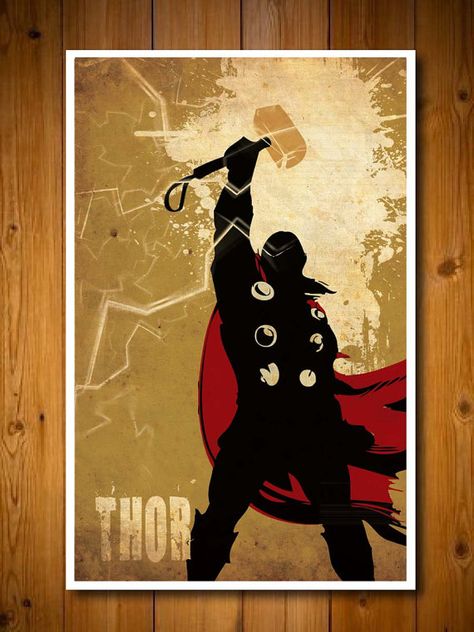 Thor Painting, Avengers Painting, Avengers Movie Posters, The Mighty Thor, God Of Thunder, Marvel Thor, Avengers Movies, Comic Book Characters, Movies And Series