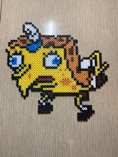 Doodle Bob Perler Beads, Beavis And Butthead Perler Beads, Spongebob Melty Beads, Sponge Bob Perler Beads, Rottmnt Perler Beads, Perler Bead Memes, Knife Perler Beads, Spongebob Perler Bead Patterns, Large Perler Bead Patterns