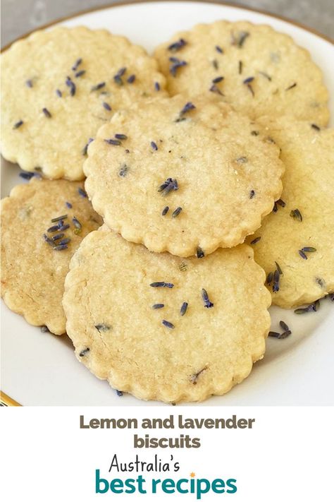 Lavender Biscuits, Mushroom Project, Biscuit Recipes Uk, Lemon Biscuits, Tea Biscuits, Lemon Rind, Cookies Recipes, Lemon Lavender, Biscuit Cookies