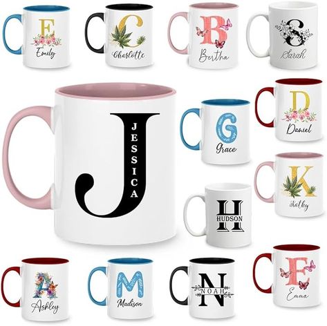 Amazon.com: NETHOUSE Personalized Monogrammed Initial Letter Coffee Mug, Birthday Gifts For Women or Men, Customized Mug With Name, Ceramic Coffee Mug Tea Cup for Office and Home Use, Perfect Monogrammed Gift : Home & Kitchen Mug With Name, Customized Mug, Customised Mugs, Wedding Gifts For Bride, Custom Cups, Name Mugs, Dad Mug, Initial Letter, Initial Letters