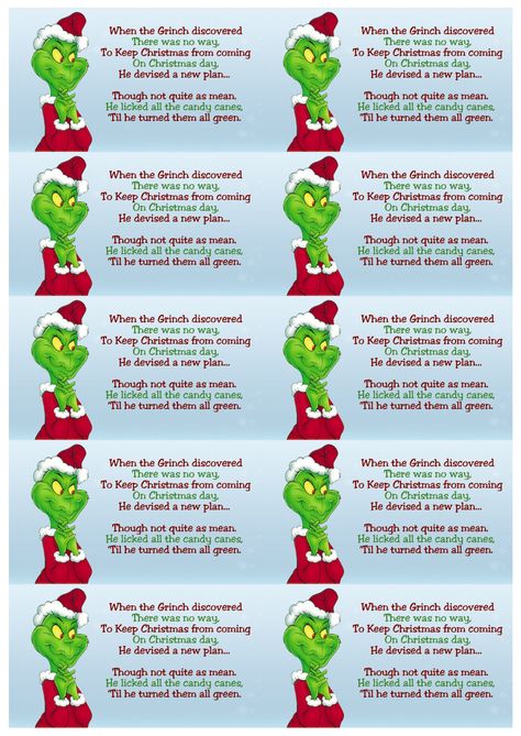 Grinch Candy Cane Poem Printable Grinch Gifts For Coworkers, Grinch Candy Ideas, Grinch Ideas For School, Grinch Christmas Gift Ideas Diy, Grinch Classroom Ornaments, Grinch Goody Bags, Grinch Party Printables Free, Grinch Scavenger Hunt Free Printable, Grinch Dust Printable Free