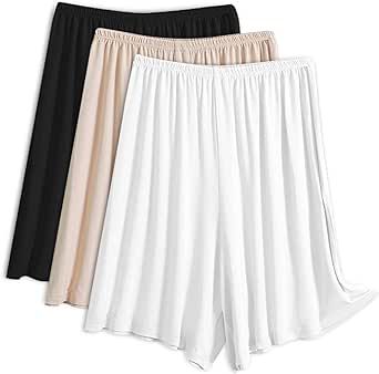 EYNDYN 3 Pack Women's Half Slip Shorts for Under Dresses Pettipants Half Slip Culotte Shorts Split Skirt Shorts For Under Dresses, Thigh Chafing, Culotte Shorts, Slip Shorts, Split Skirt, Half Slip, Under Dress, Pajama Bottoms, Good Stretches