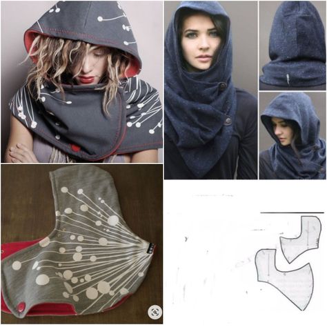 Hooded Cowl Scarf Sewing Pattern, Hooded Cowl Pattern Sewing, Combat Outfit Female, Hooded Cowl Pattern, Hooded Scarf Pattern, Hoodie Sewing Pattern, Crochet Needlework, Sewing Clothes Women, Sewing Doll Clothes