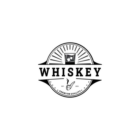 whiskey logo design. Beverage design template for restaurants, bars, pubs and companies. Speakeasy Logo Design, Whiskey Logo Design, Speakeasy Logo, Design Cycle, Clock Logo, Whiskey Logo, Beverage Design, Whiskey Neat, Oval Logo