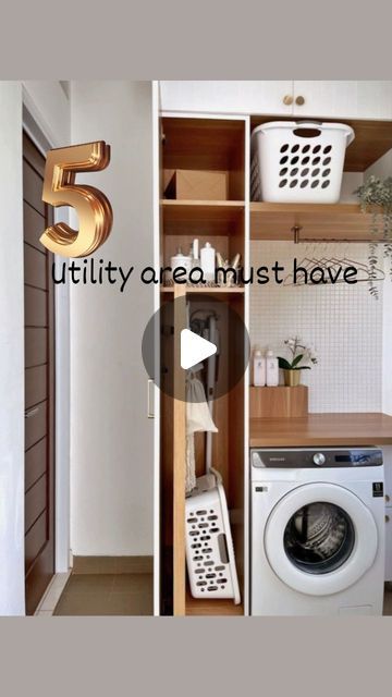 Gautam Singal on Instagram: "5 Must 🤘have for the utility area✨💦. These things make your area super💫 useful, organized, easy to use, aesthetically beautiful and safe in every way.

✅Save the reel
✅Follow for more

#UtilityAreaEssentials #MustHaveItems #UtilityRoom #HomeOrganization #FunctionalSpace #StorageIdeas #HomeEfficiency #UtilityRoomDesign #HomeOrganizationTips #SpaceOptimization
#CustomInteriors #InteriorMakeover #HomeDesign #RenovateYourHome #ConstructionAndDesign #HomeRemodel #StylishInteriors #InspirationForHome #InteriorsAndDecor #NewHomeLook #TransformationInProgress

[Interior design, Instagram growth, Instagram reel, Viral reel, content creation, Gautam construction co., Delhi-NCR, utility design]" Utility Layout, Utility Area Ideas, Utility Area Ideas Indian, Small Laundry Ideas, Utility Area, Utility Room Designs, Interior Design Instagram, Utility Closet, Utility Design