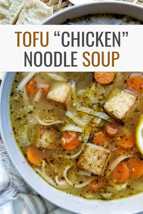 Tofu Soups, Chicken Noodle Soup Gluten Free, Vegan Tofu Chicken, Tofu Noodle Soup, Soup Prep, Vegan Chicken Noodle Soup, Cooking Shooking, Free Noodles, Soup Gluten Free