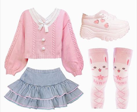 Kawaiicore Outfit Ideas, Kawaii Outfit Ideas For School, Littlespacecore Outfits, Cutecore Outfit Ideas, Age Reggresion Outfits, Outfit Inspo Kawaii, Kuromi Pink, Cutecore Clothes, Soft Egirl