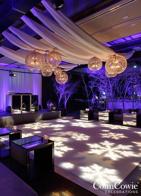 Draping Ceiling, Wedding Dancefloor, Utah Winter, Wedding Dance Floor, Night Decor, Galaxy Party, Colin Cowie, Winter Wonderland Decorations, Winter Dance