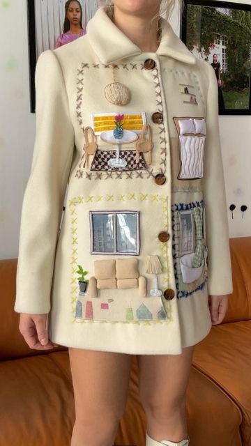 Lirika Matoshi Coat, Funky Aesthetic Outfits, Funky Clothing, Lirika Matoshi, Embroidered Fashion, Unusual Clothes, Wearable Art Clothing, Clothes Art, House Fashion