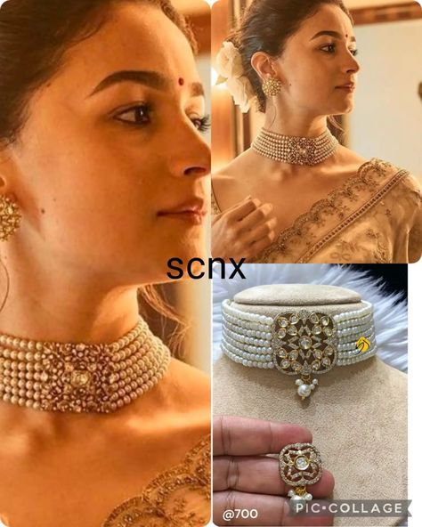 The Alia Bhatt Choker✨ DM to book your set now!💌 . . . . . . . . . . . #pearlchoker #imitationjewellery #elegantchoker #victorianjewellery #shrichintamanijewellers #shrichintamanijewellery Pearl Indian Bridal Jewelry, White Choker Necklace Indian, Lehenga Ornaments, White Moti Necklace Design, Gold Choker Necklace Indian Simple, Kundan Jewellery Bridal Choker, Simple Indian Necklace, Moti Jewellery Indian, Choker Set Design