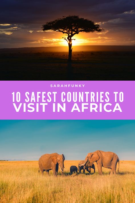 Africa is a continent that is full of incredible places, wildlife and history - but it can be intimidating to some would-be travelers that want to go there. But traveling in Africa can be very safe - you just need to know which countries are safest for tourists. I put together a list of the safest countries to visit in Africa to help you plan where you can visit there. | SarahFunky Travel In Africa, Africa Travel Beautiful Places, Africa Itinerary, Africa Vacation, Adventurous Travel, Africa Travel Guide, Visit Africa, Travel Africa, African Travel