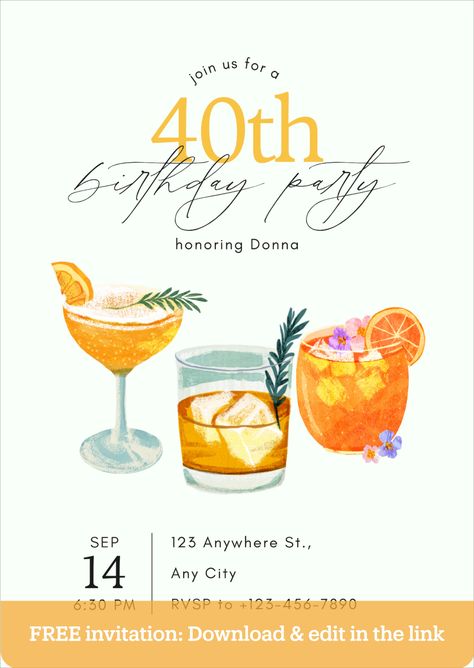 Wedding Cocktail List, Vintage Party Decorations, Virtual Invitations, Cocktail Party Invitation, Diy Birthday Invitations, Wine Tasting Party, Birthday Party Invitation Templates, Sweet 16 Invitations, Adult Birthday Party