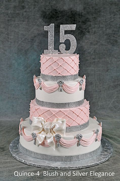 Sweet 16 Cakes Pink And Silver, Blush Pink Quinceanera Cakes, Sweet 16 Birthday Cakes Elegant, Xv Cakes Ideas, Omaha Cake, 15 Bday Cake, Quince Cakes Quinceanera, Quinceañera Cake Ideas, Quinceanera Cake Ideas