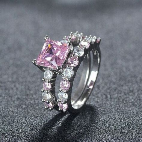 https://best-rings.com/ Find many great new & used options and get the best deals for 3Ct Princess Cut Simulated Sapphire Bridal Ring Set 14K White Gold Plated Silver at the best online prices at eBay! Free delivery for many products! Princess Cut Ring Set, Sapphire Bridal Set, Pink Diamonds Engagement, Pink Diamond Engagement Ring, Pink Zircon, Sterling Silver Wedding Rings, Princess Cut Rings, Silver Ring Set, Diamond Bridal Sets