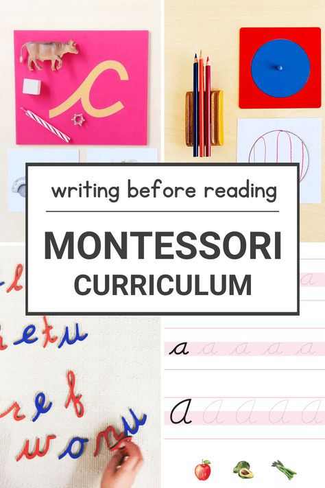 Learn why writing comes before reading when you follow Montessori methods of teaching reading for homeschool preschool and kindergarten at home. Montessori Prewriting Activities, Montessori Phonics Activities, Kindergarten Skills Checklist, Montessori Method Teaching, Montessori Reading Activities, Montessori Writing Activities, Montessori Activities For 4 Year, Montessori Curriculum 3-6, Montessori Handwriting