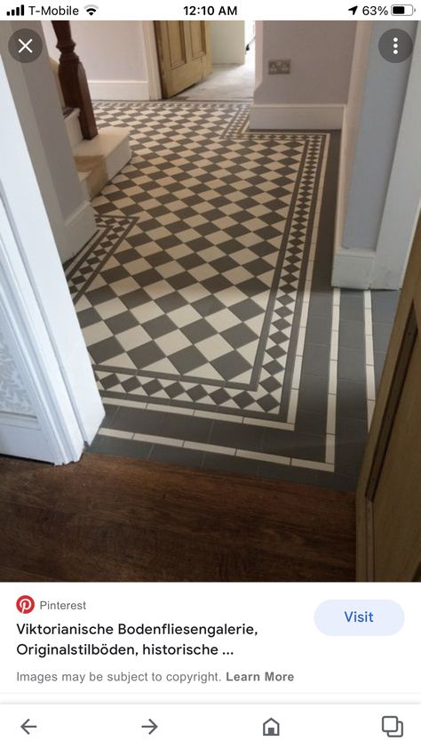 Chequered Bathroom Floor, Patterned Floor Tiles Hallway, Victorian Hall Tiles, 1930s Flooring, Porch Floor Tiles, Hall Flooring Ideas, Entrance Hall Tiles, Hallway Flooring Ideas, Victorian Tiled Hallway