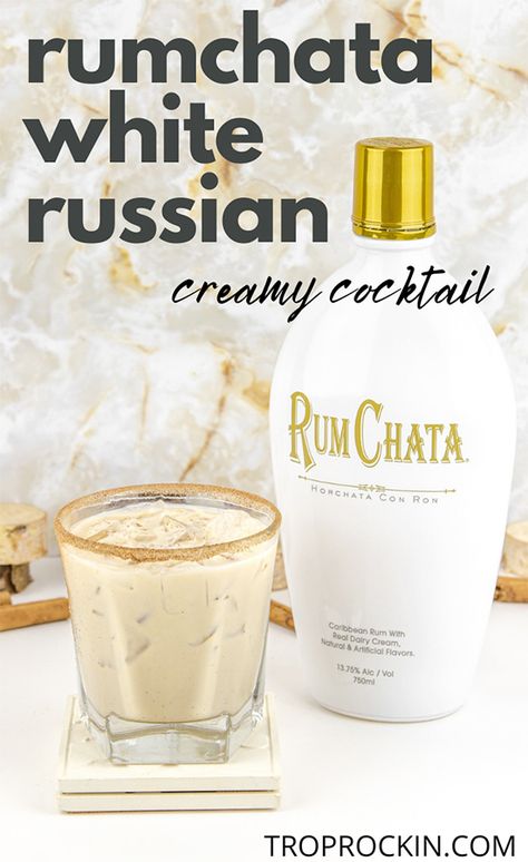 Kahlua And Rumchata Drinks, Frozen White Russian Recipe, White Mixed Drinks, Rumchata Pineapple Cream Recipes, Rumchata Drinks Easy, White Party Snacks, Creamy Cocktail Recipes, White Drinks Cocktails, Tailgate Shots