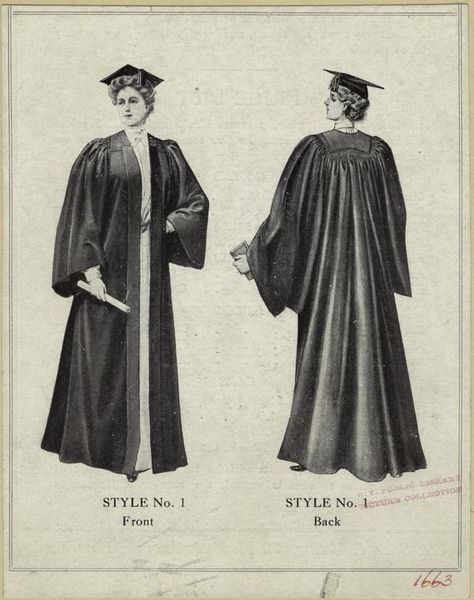 From NYPL's Blogs: For Graduation Day and After http://www.nypl.org/blog/2014/05/15/graduation-day-and-after Graduation Gown Drawing, Graduation Gown Design, Graduation Robe Design, Degree Card, Graduation Vintage, Vintage Graduation, Gown Drawing, Graduation Cap And Gown, Graduation Gown