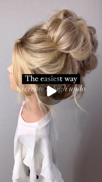 Jessica Gillette • Bridal Hair Education + Hair Tutorials on Instagram: "Looking for an easy way to create high updo styles effortlessly? You’re in luck! Here’s the easiest way I found to create this trendy look. Step 1: Create Two Top Ponytails Start by sectioning off the top half of your hair and create two ponytails using nylon hair ties. Opting for nylon hair ties instead of elastics adds more projection, resulting in added volume. Step 2: Secure the Lower Ponytail Now, take the remaining lower half of your hair and create a single ponytail. Try to secure it as close to the top two ponytails as possible. Step 3: Twist It Up! Time to add some stylish twists to your updo. Begin by twisting each of the ponytails separately. This will add texture and create the illusion of curled h High Updo Wedding, Easy Hair Up, High Updo, Easy Updos For Medium Hair, Hair Education, Two Ponytails, Wedding Hairstyles Tutorial, Easy Updo Hairstyles, Guest Hair