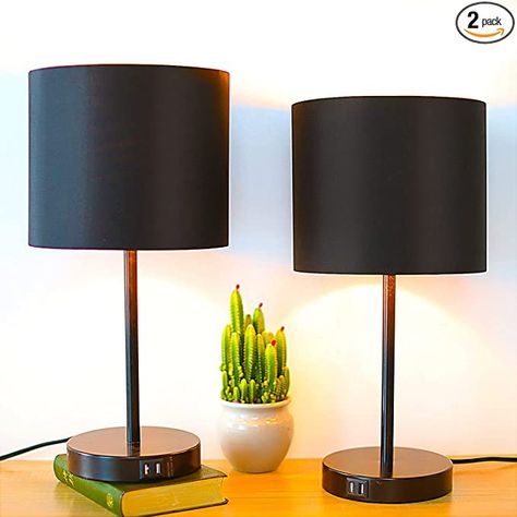 Black Table Lamps for Bedrooms Set of 2 Bedside Lamps Touch Lamps Have 3 Level Brightness Dual USB Charging Port Good for Room Office Decor (LED Bulbs Included) - - Amazon.com Bedroom Lamp Ideas, Nashville Airbnb, Lamps For Bedrooms, Touch Lamps, Bedroom Ideas For Men, Usb Lamp, Mens Bedroom, Lamp Ideas, Bedside Lamps